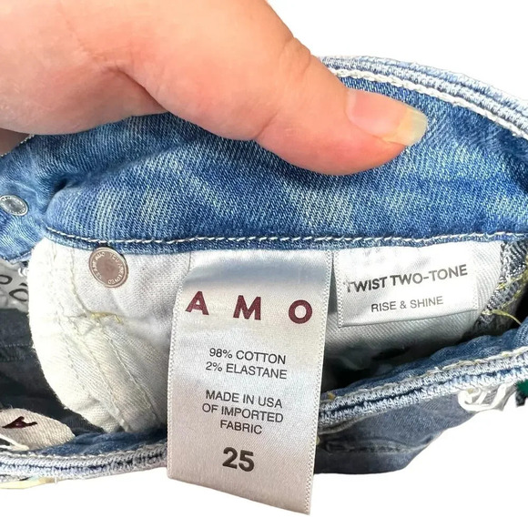 Amo Denim Twist Two Tone Skinny Jeans Cotton Rise & Shine Wash Blue Size‎ 25 - Picture 12 of 14